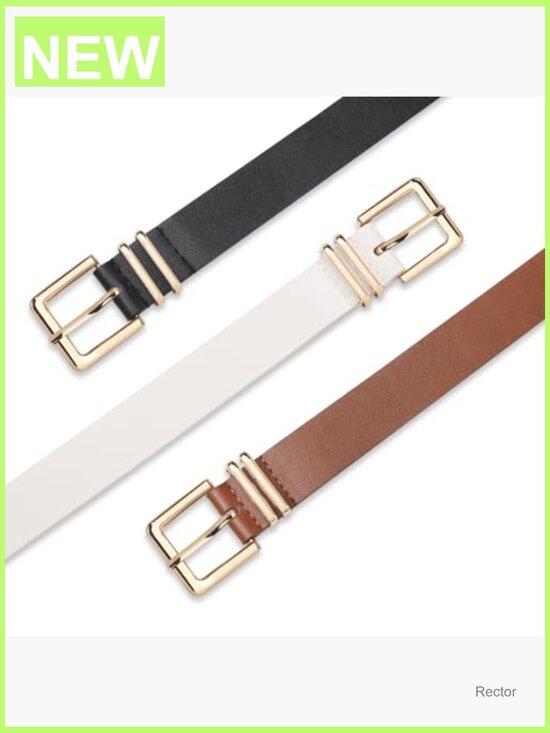 3 Pack Faux Leather Belts for Jeans, Gold Buckle, Versatile main image 4